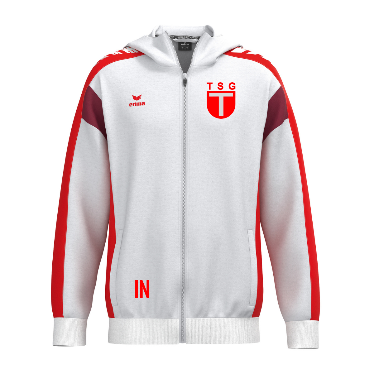 Erima Celebrate 125 Jacke mit Kapuze weiß/rot (inkl. Bedruckung) - TSG Tübingen Aktive