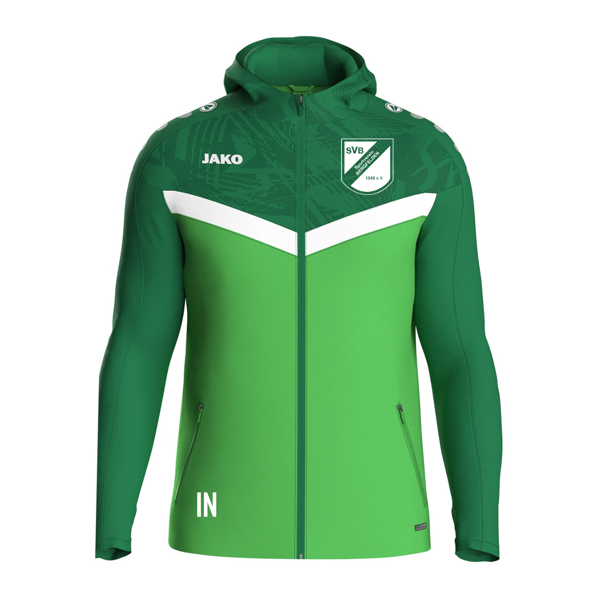 JAKO Kapuzenjacke Iconic soft green/sportgrün (Inkl. Bedruckung) - SV Bergfelden