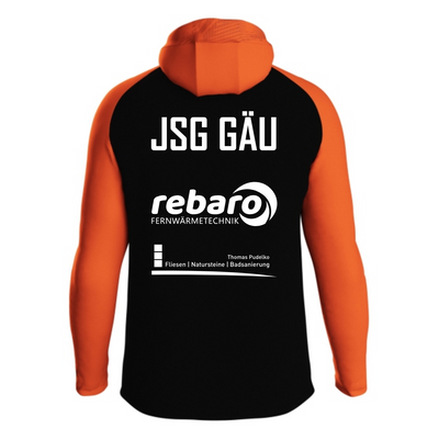 JAKO Kapuzenjacke Iconic schwarz/neonorange (Inkl. Bedruckung) - JSG Gäu