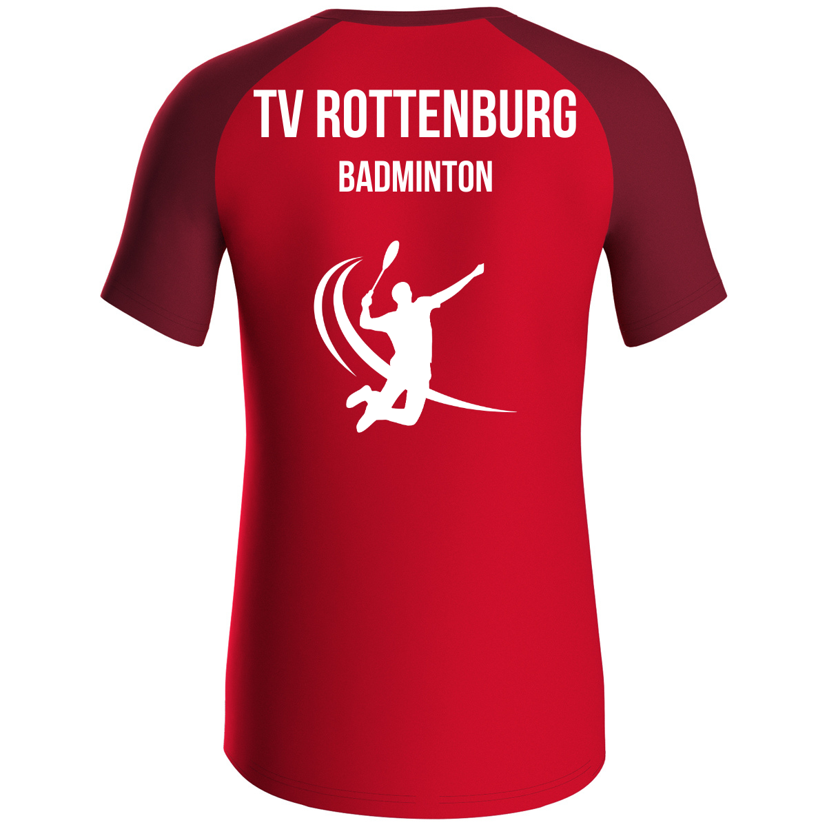JAKO T-Shirt Iconic rot/weinrot (inkl. Bedruckung) - TV Rottenburg Badminton