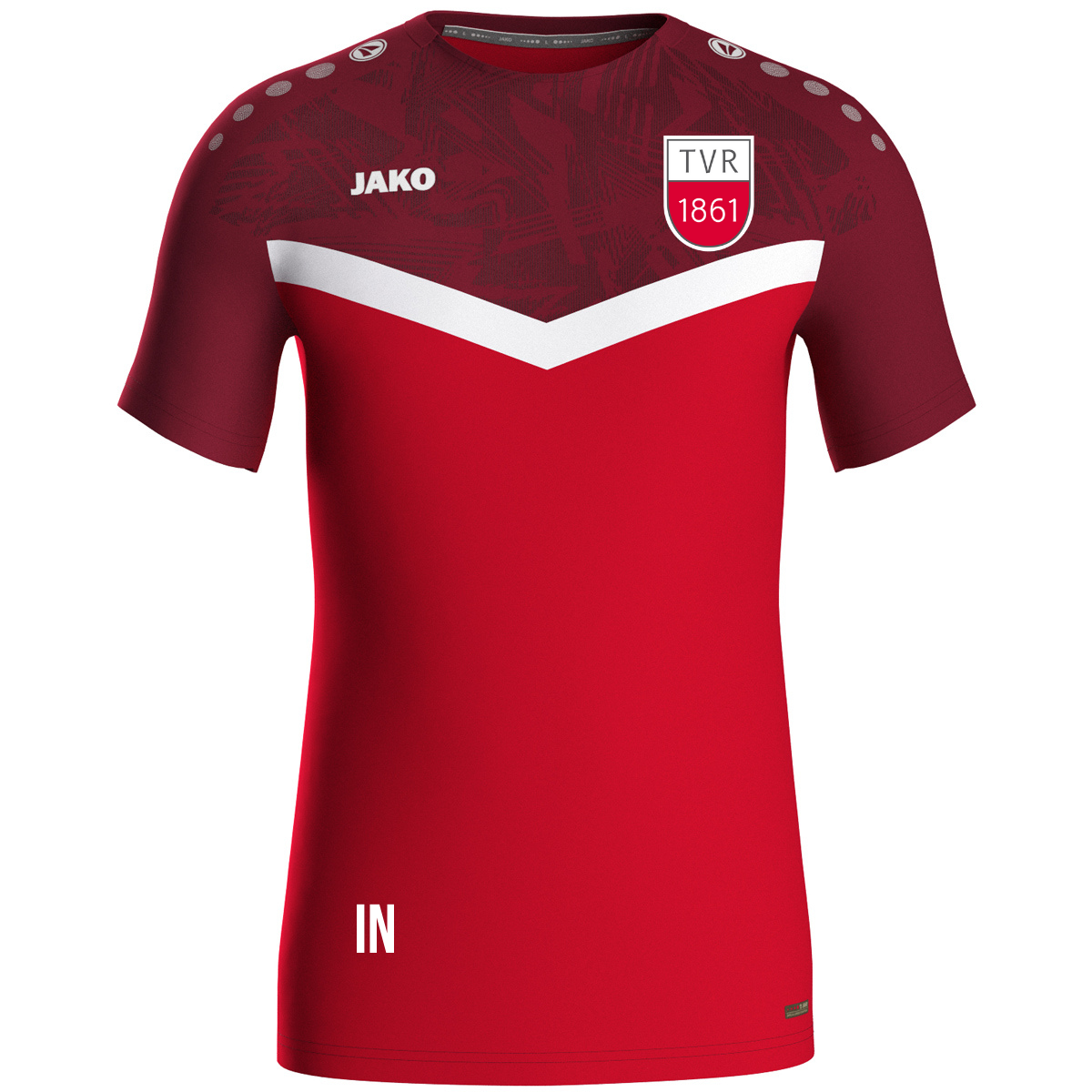 JAKO T-Shirt Iconic rot/weinrot (inkl. Bedruckung) - TV Rottenburg Badminton