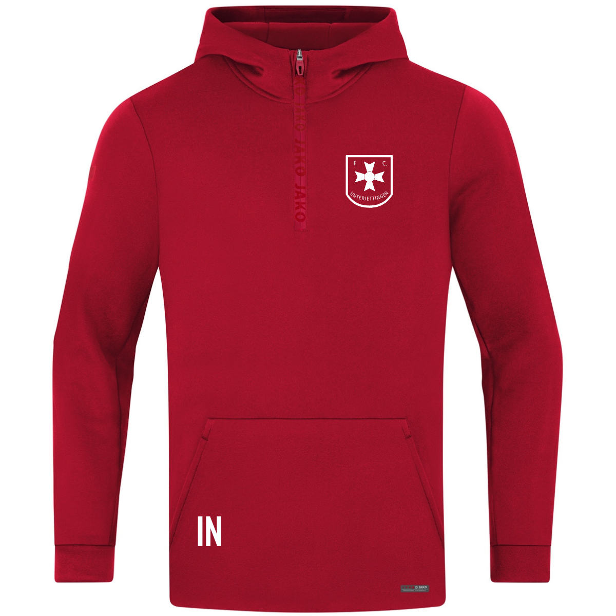 JAKO Zip Hoodie Pro Casual chili rot (inkl. Bedruckung) - FC Unterjettingen