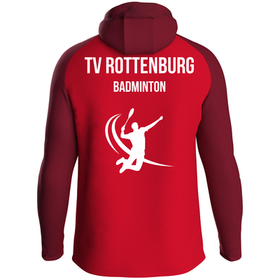 JAKO Kapuzenjacke Iconic rot/weinrot (inkl. Bedruckung) - TV Rottenburg Badminton