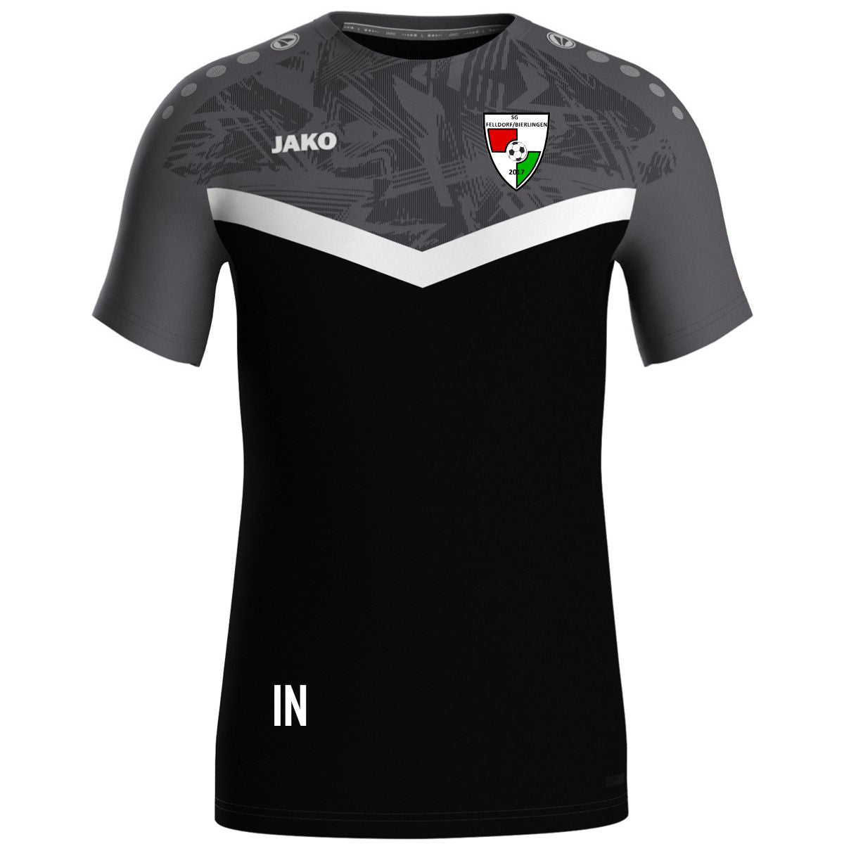 JAKO T-Shirt Iconic schwarz/anthrazit (inkl. Bedruckung) - SG Felldorf/Bierlingen