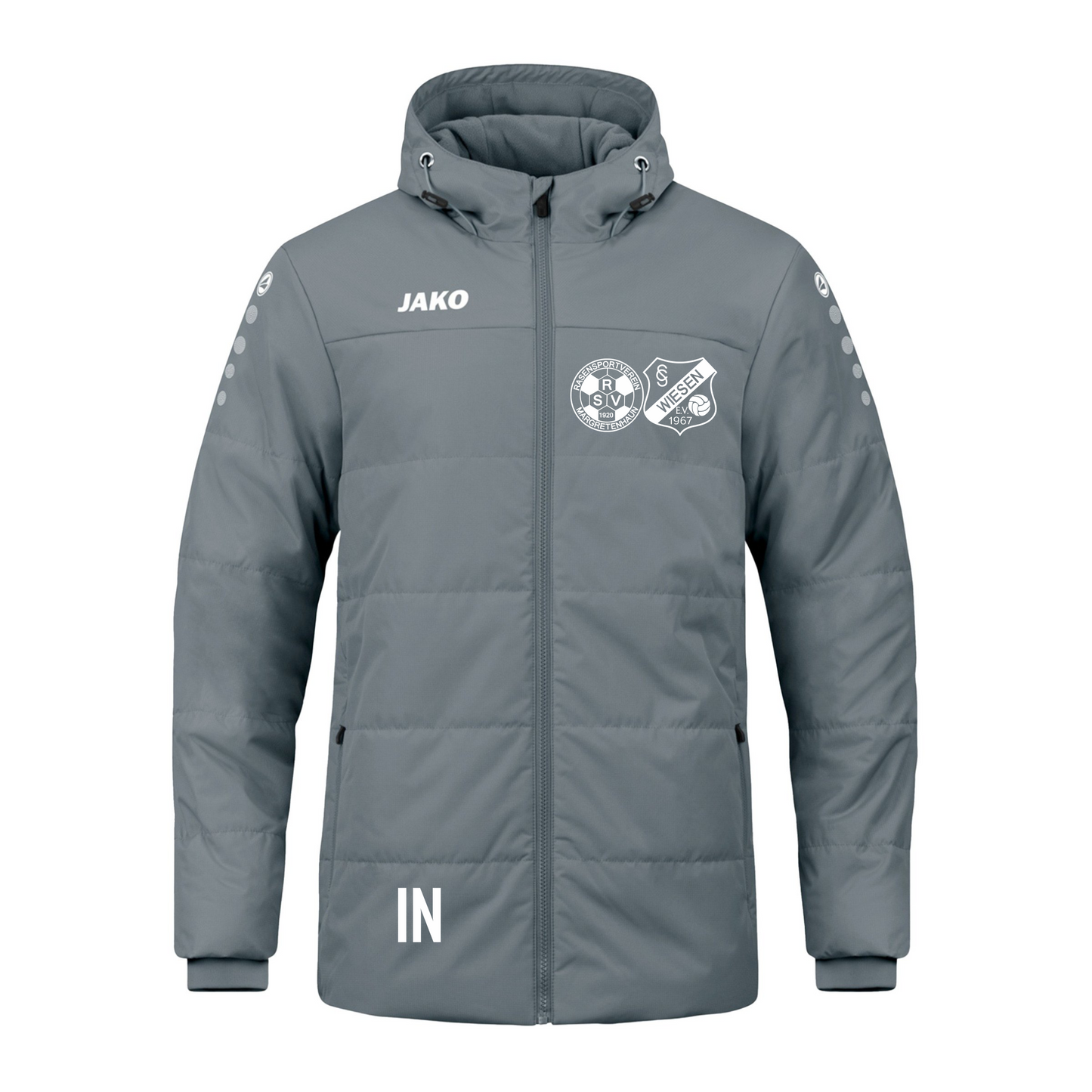 Jako Jugend Coachjacke Team mit Kapuze steingrau (inkl. Bedruckung) - RSV Margretenhaun