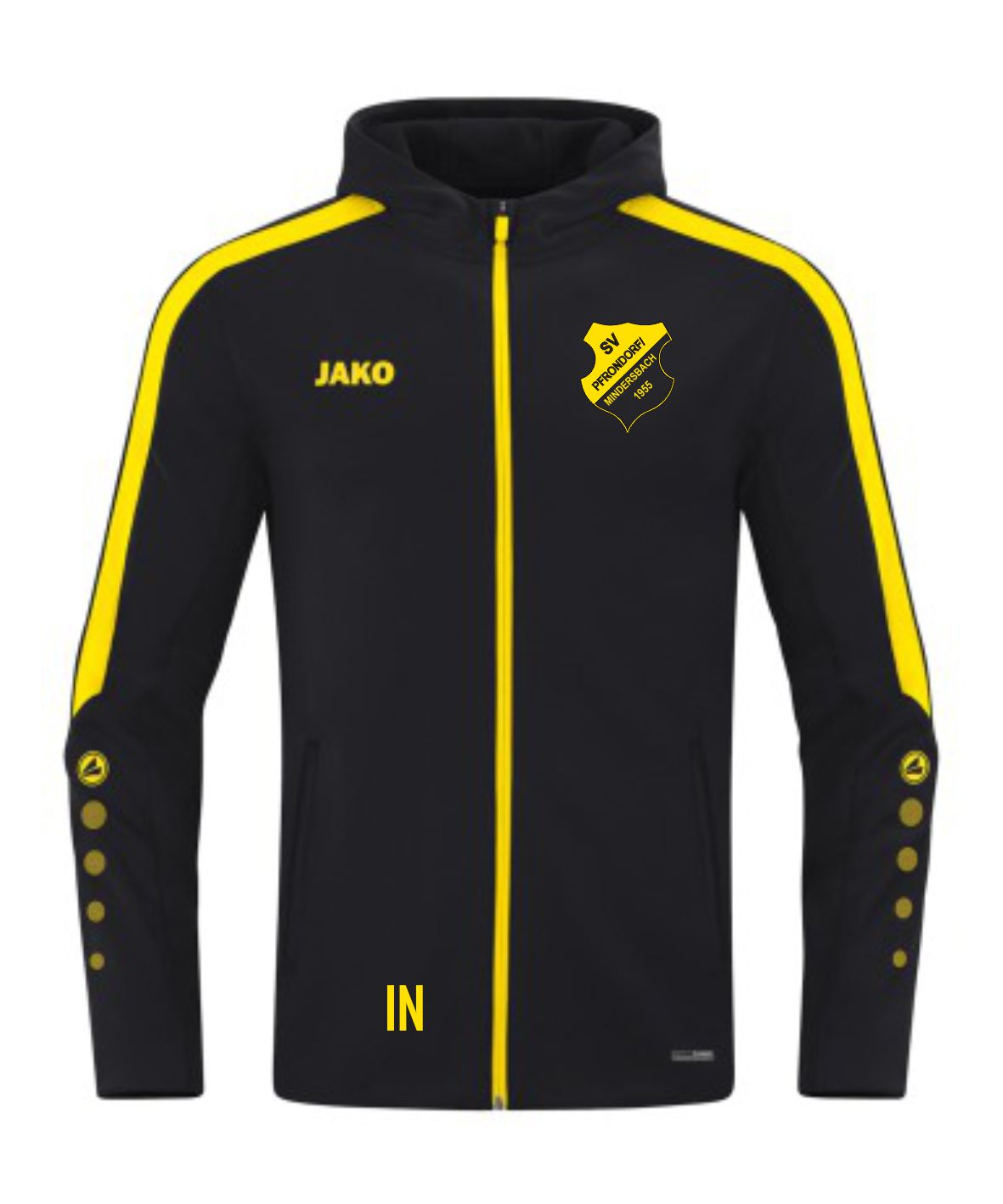 JAKO Kapuzenjacke POWER (inkl. Bedruckung) - Schwarz/Gelb - SV Pfrondorf/Mindersbach